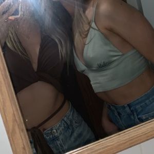 Brown Long Sleeve Tie Top